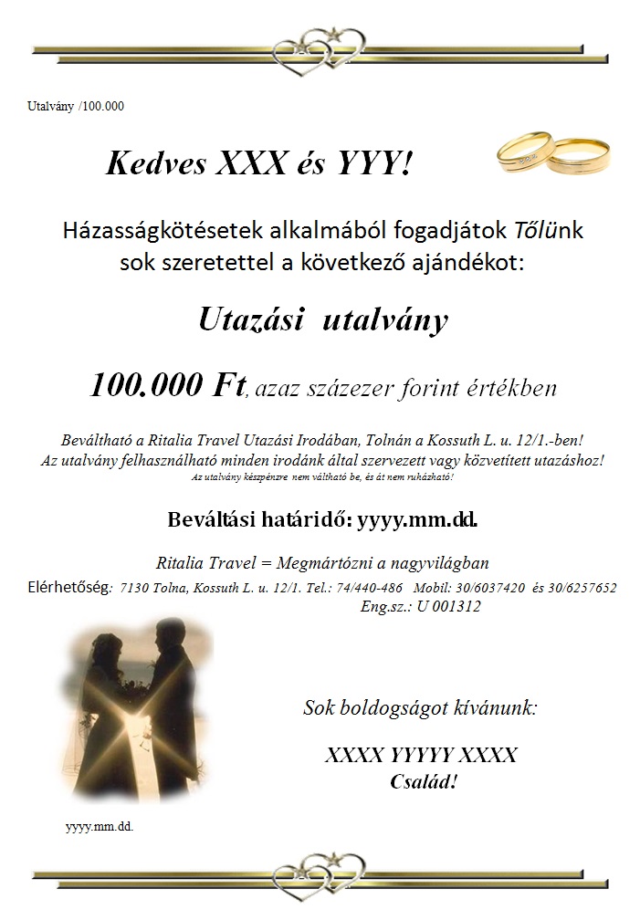 Ajándékutalvány házasságkötésre